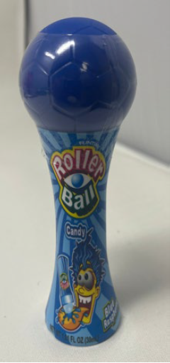 Anverso de la golosina con bola giratoria de Happiness USA (Roller Ball Candy) retirada del mercado