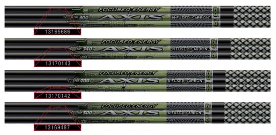 Recalled Easton Axis arrows batch number location