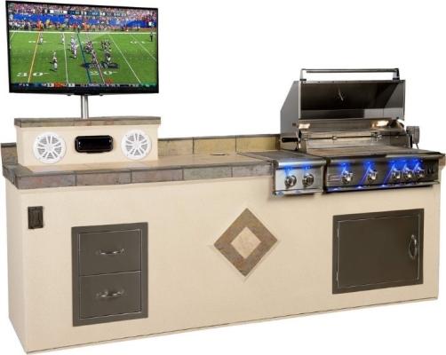 Recalled Paradise Grills GX9 Outdoor Kitchen (shown with grill, access door, and optional side burner, double drawers, stereo and television)