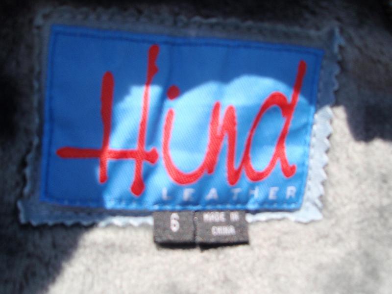 Picture of recalled "Hind" leather jacket label