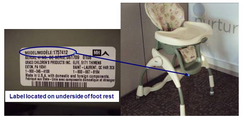 Picture of Recalled High Chair and Label