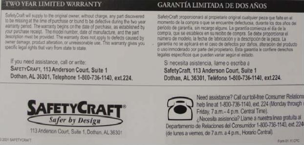 Picture of SafetyCraft crib label