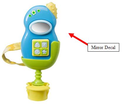 Picture of Recalled Switch-A-Roo Telephone Toy showing location of decal