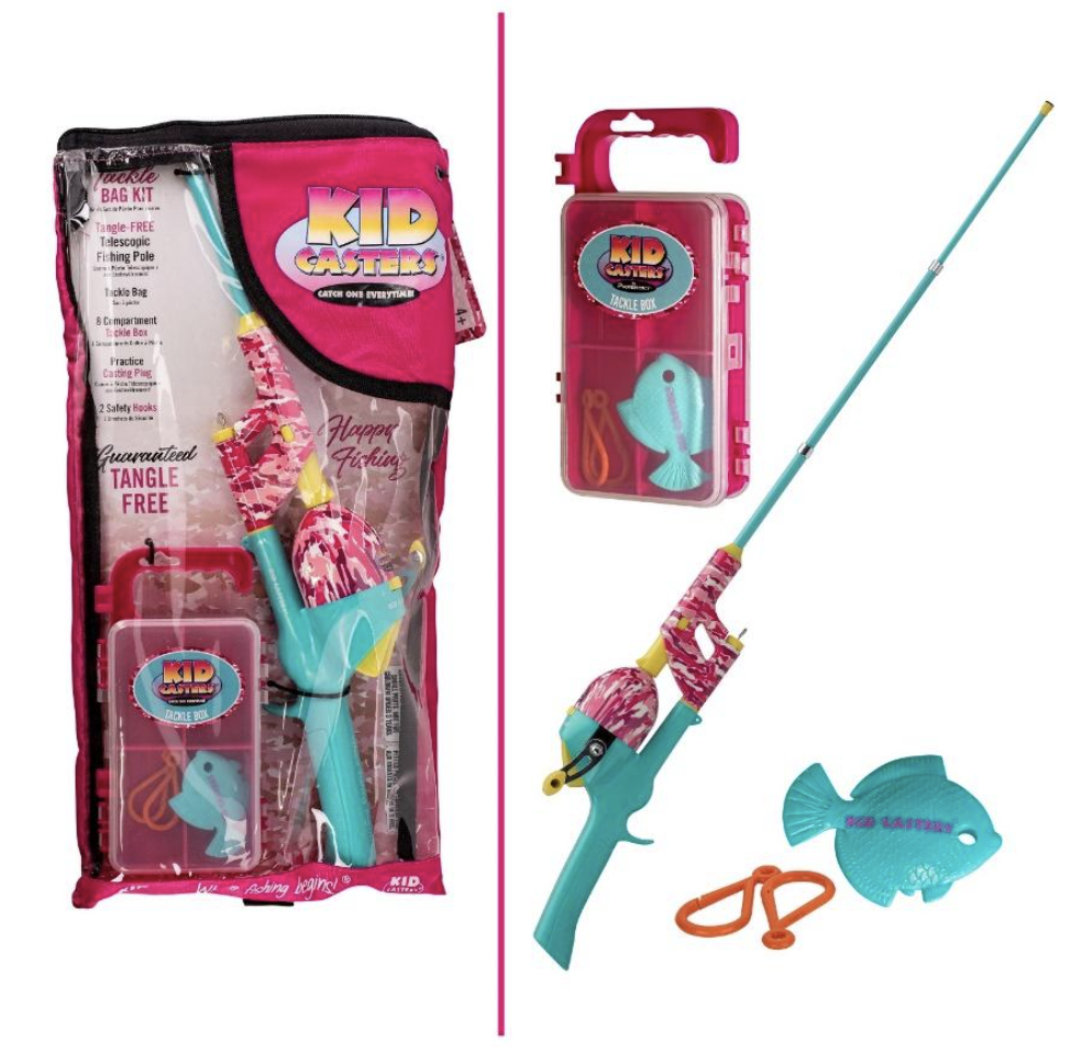 Portable Fishing Rod Swivel Fishing Pole Pink  
