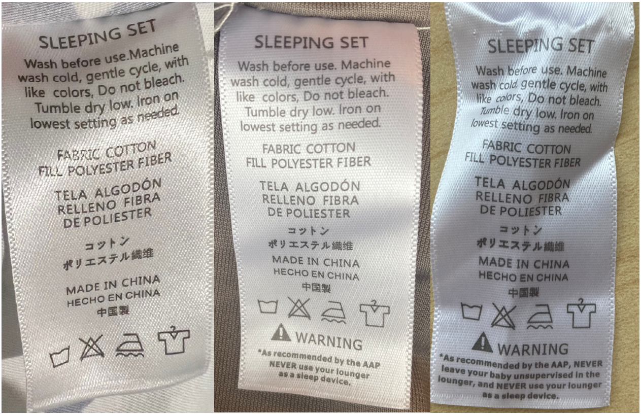 “SLEEPING SET” Tags Sewn on Mamibaby Baby Lounger Covers