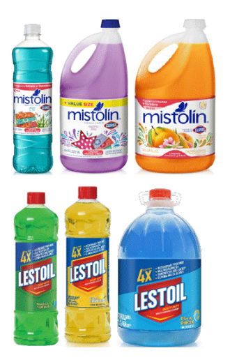 Recalled Mistolin and Lestoil in various scents
