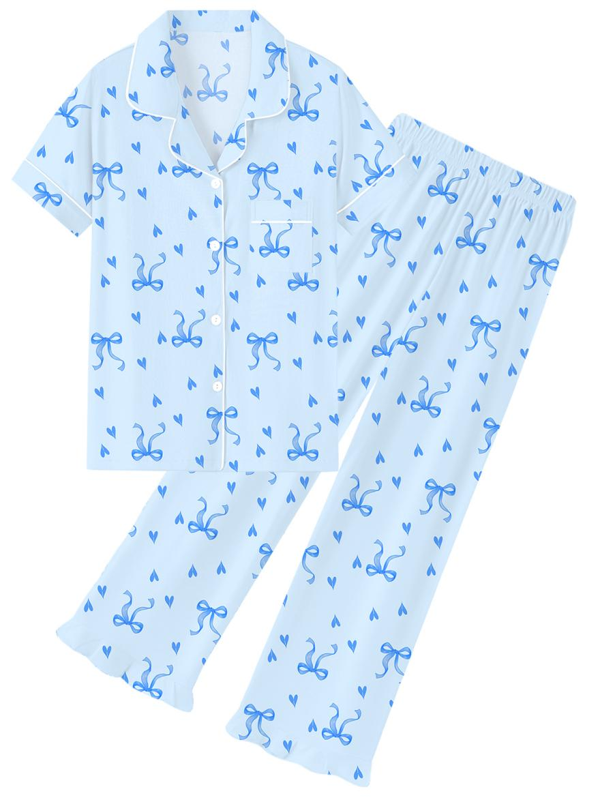 Recalled QZH.DUAO Children’s Pajama Sets - Blue Bowknot