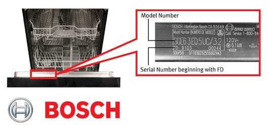 find bosch dishwasher model number