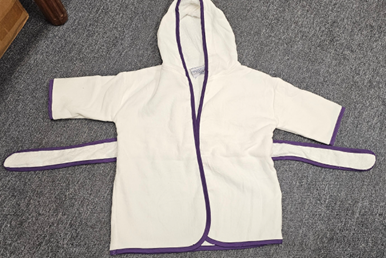 White Children’s Robe with Purple Trim