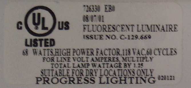 UL label of recalled fluorescent bulbs