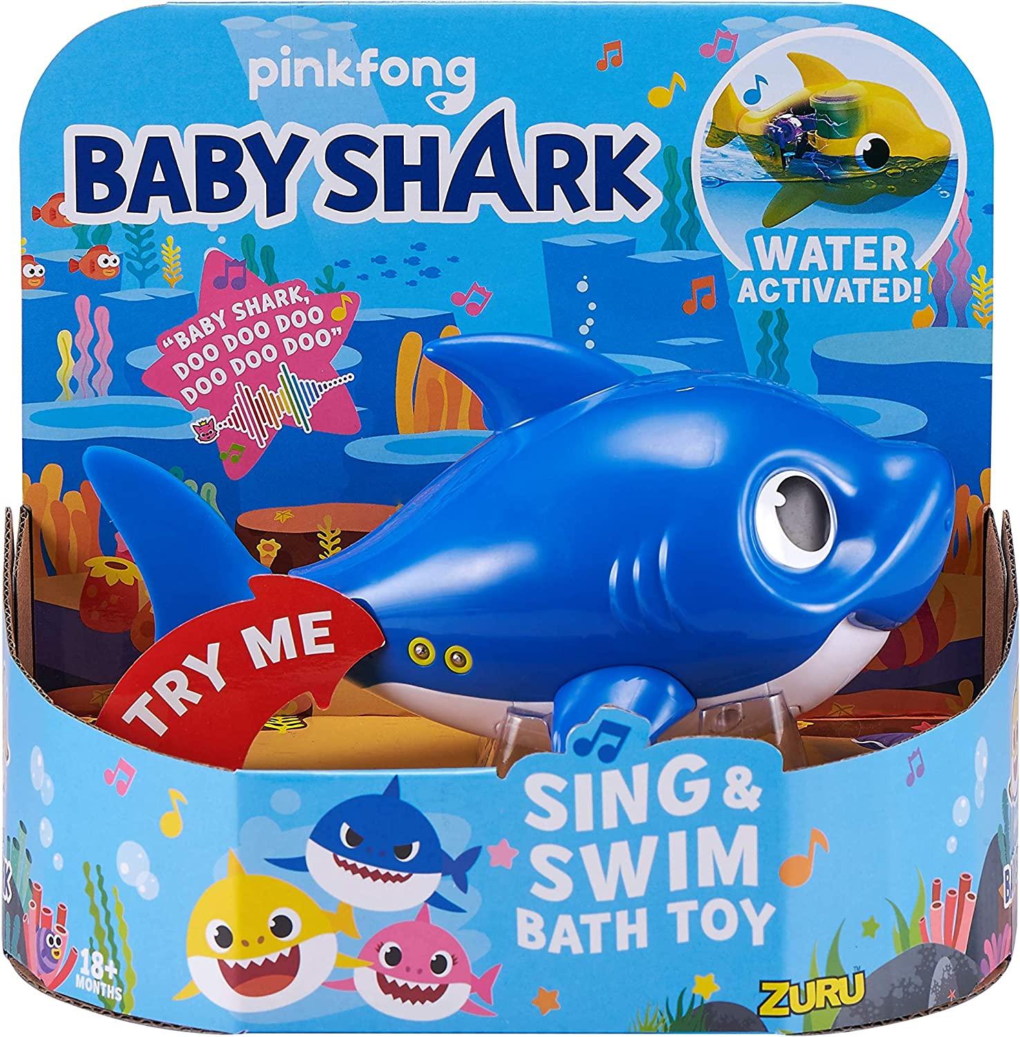 Robo Alive Junior Baby Shark New Silicon Fins Version Singing and Swimming  Mommy Shark (Pink) by ZURU