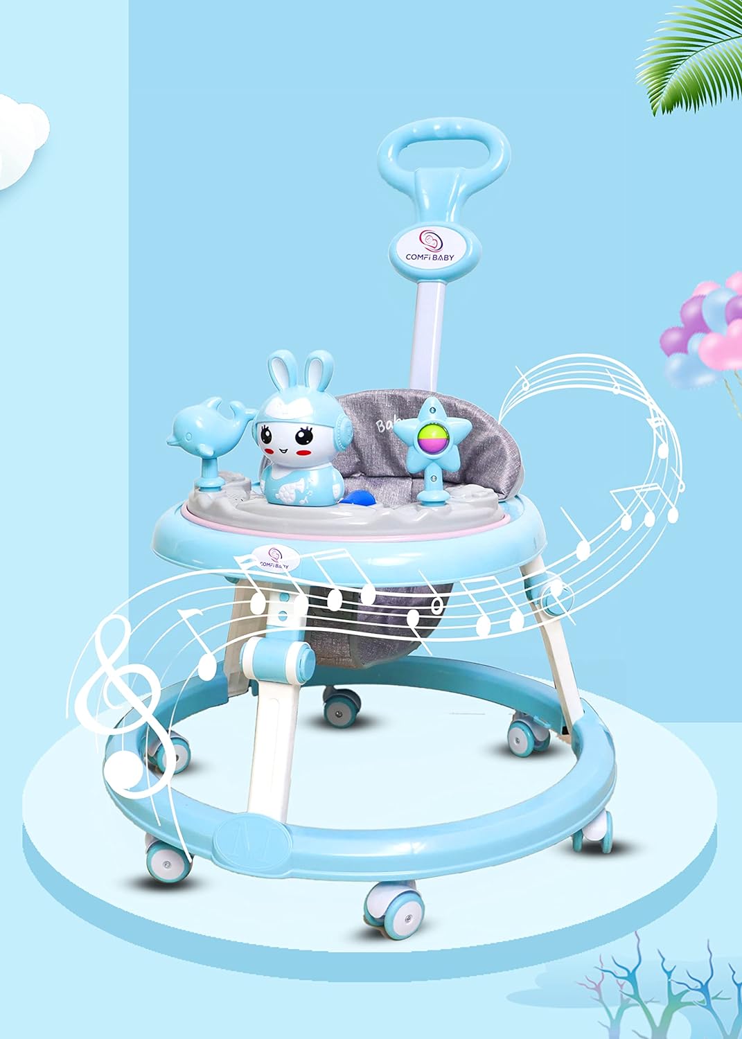 Andador de color azul para bebé