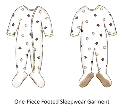 example of one-piece footed sleepwear