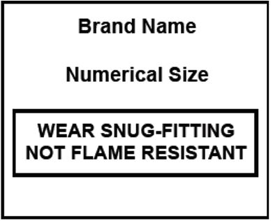 Example label format for tight-fitting sleepwear garments