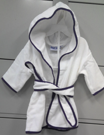 White Children’s Robe with Purple Trim