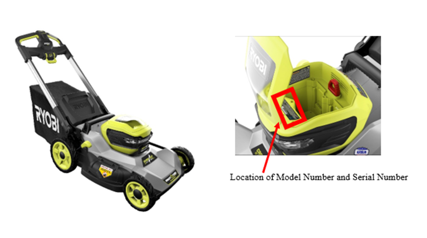 Recalled RYOBI Mowers--Models RY401015BTLUS, RY401015US, RY401150US, RY401150US-Y, RY401020, and RY401200