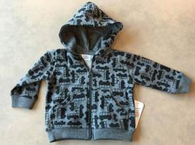 Bus print zipper hooded sweatshirt