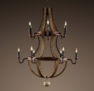 Recalled 12-Arm Wine Barrel Chandelier