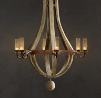 Recalled Garden/Outdoor (6-Arm Flameless Votives) Wine Barrel Chandelier
