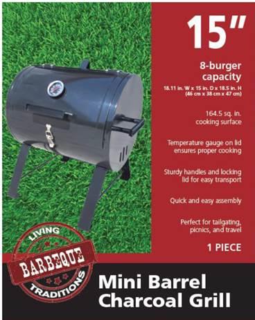 Living Traditions Mini Barrel Charcoal Grill