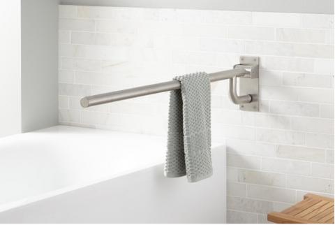 Recalled Pickens Flip Up Towel Grab Bar in Brushed Stainless Steel