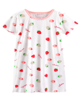 Recalled Booph childrena??s nightgown a?? short sleeves, pink with strawberries