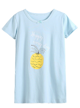 Recalled Booph childrena??s nightgown a?? short sleeves, blue with pineapple