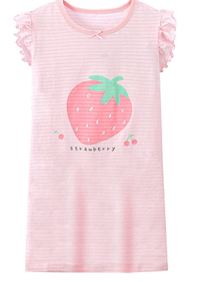 Recalled Auranso Official childrena??s nightgown a?? short sleeves, pink with pink stripes