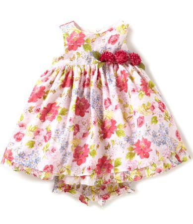 Laura Ashley London Girl's Floral Clip Dot dress with diaper cover