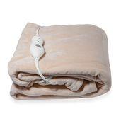 Beige Electric Heated Micro Plush Flannel Sherpa Throw Blanket (50x60 in)