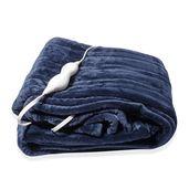 Blue Electric Heated Micro Plush Flannel Sherpa Throw Blanket (50x60 in)