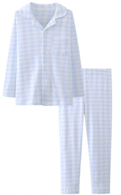 ASHERGAL children’s two-piece pajama set in blue gingham