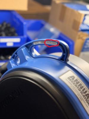 Location of Serial Number on Handle of the Recalled TRUBLUE iQ Auto Belay