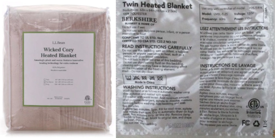 Manta eléctrica de Berkshire Blanket en tamaño Twin retirada del mercado (de la marca L.L. Bean)