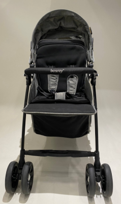 Recalled Besrey Twins Stroller in Gray and Black, Front View