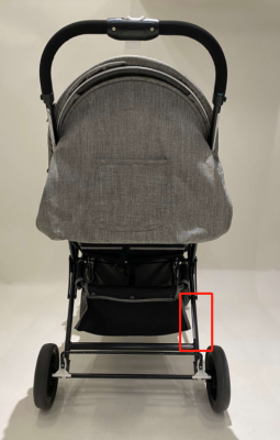 Recalled Besrey Twins Stroller, Label Location
