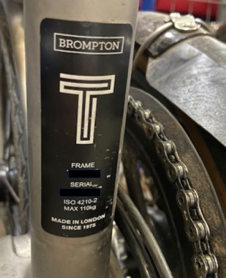 T-Line Logo on Label of Recalled T-Line Foldable Bike