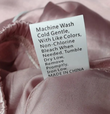 Label of Two-Piece Pajama (Back)