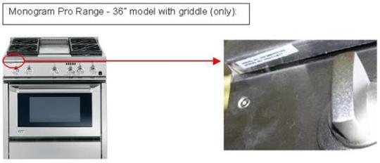 Recalled Monogram Pro Range, 36" model with griddle