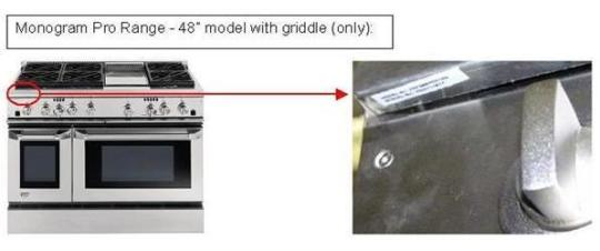 Recalled Monogram Pro Range, 48" model with griddle