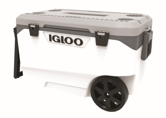 Recalled Igloo 90QT Flip & Tow Rolling Cooler in White Body, Ash Gray Lid