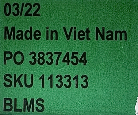 The SKU numbers are printed on the receipt, and on a label located on the inner-lower portion of the upholstered panel.