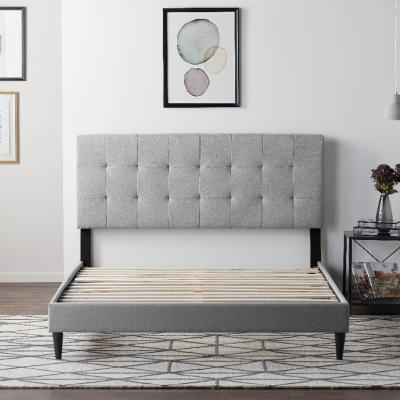 Recalled Lucid Upholstered Square Tufted Platform Bed (Stone)