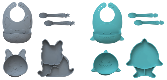 Recalled Melii Baby 5 Piece Silicone Feeding Set (Dog and Shark) – spoons only