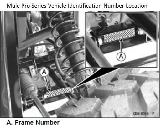 Mule Pro series vehicle identification number (VIN) location 