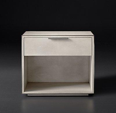 Smythson Shagreen open nightstand in dove and pewter