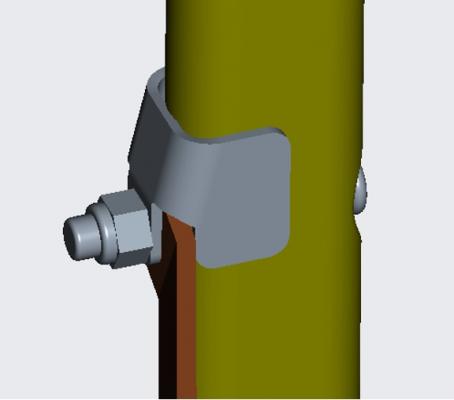 The repair bracket can be installed on the table leg with existing hardware to prevent over-rotation of the brace arm.