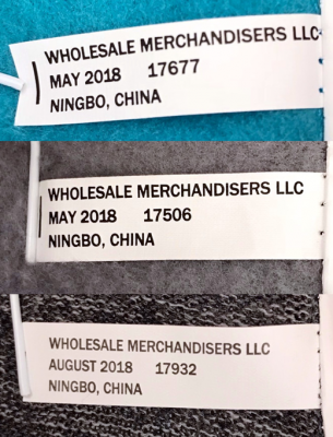 Label with tracking number on the inside of the hoodie