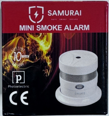 Recalled Samurai Mini Smoke Alarm –packaging