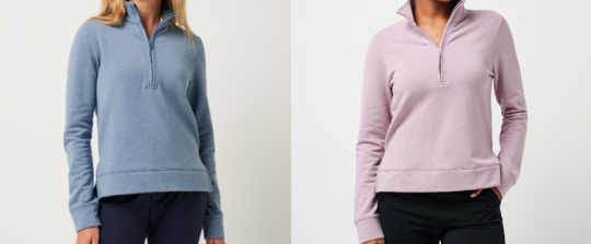 Recalled Women’s Chance Encounter Half-Zip Sweatshirts in Heather Copen Blue and Heather Mauve Shadows